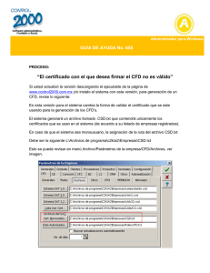 “El certificado con el que desea firmar el CFD no es válido”