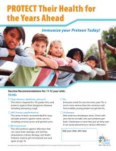 Vaccine Recommendations for 11-12 year olds: TO DO