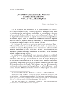 la controversia sobre la primacía entre los arzobispos gomá y vidal i