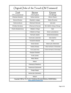 Original Order of the Tenach (Old Testament)
