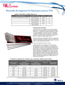 Electrodos de tungsteno 2% orio para proceso TIG