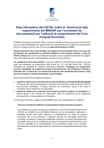 Nota informativa del CSITAL sobre la disminució dels requeriments