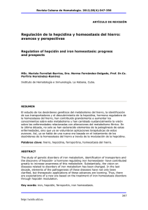 Regulación de la hepcidina y homeostasis del hierro: avances y