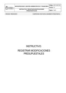 Registrar Modificaciones presupuestales