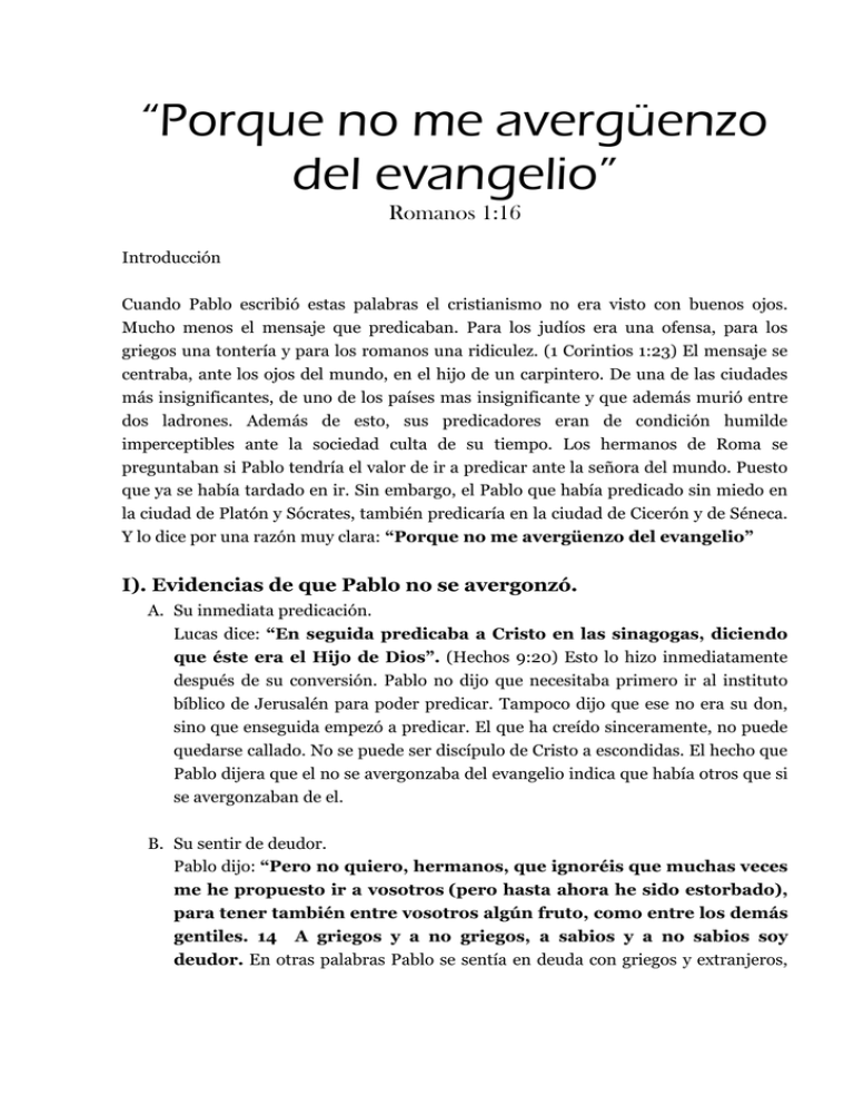 Porque No Me Averg enzo Del Evangelio