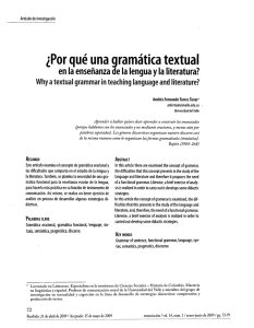 ¿Por qué una gramática textual en la enseñanza de la lengua y la