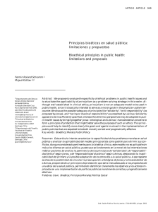 Principios bioéticos en salud pública: limitaciones y pro p u e s t a s