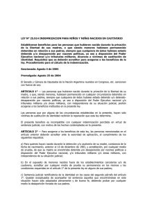 Ley 25.914. Indemnización para niños y niñas nacidos en cautiverio.