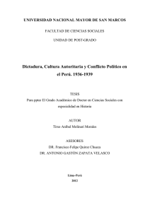 dictadura, cultura autoritaria y conflicto político en el perú. 1936-1939