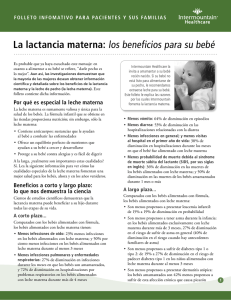 La lactancia materna: los beneficios para su bebé