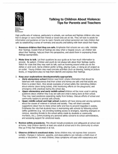 Talking to Children About Violence: Tips for Parents and Teachers