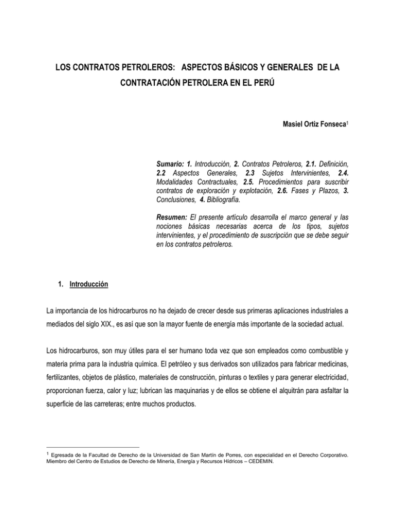 Los Contratos Petroleros: Aspectos Básicos Y Generales De La