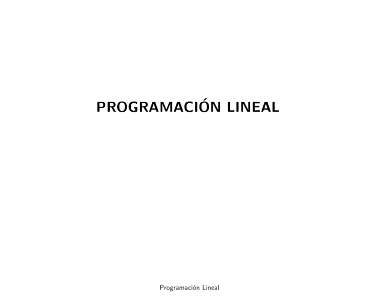 PROGRAMACI´ON LINEAL