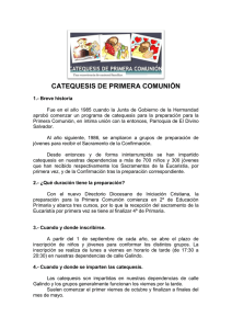CATEQUESIS DE PRIMERA COMUNIÓN