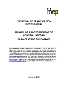 Manual Control Interno Centros Educativos MEP Costa Rica