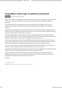 Ocupa México quinto lugar de optimismo empresarial