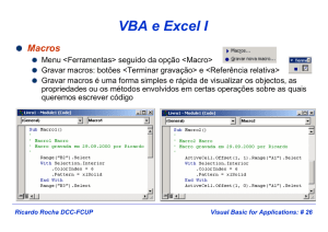 Visual Basic for Applications: # 28 Ricardo Rocha DCC
