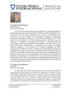 Dr. Jorge Luis Díaz Moreno Especialidades Pediatría, Neonatología
