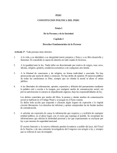 PERU CONSTITUCION POLITICA DEL PERU Título I De la Persona