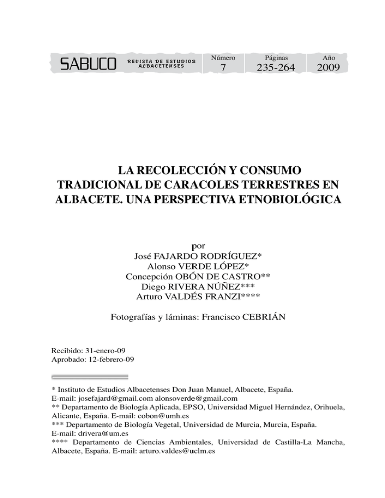 LA RECOLECCI N Y CONSUMO TRADICIONAL DE CARACOLES
