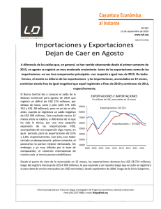 Importaciones y Exportaciones Dejan de Caer en Agosto