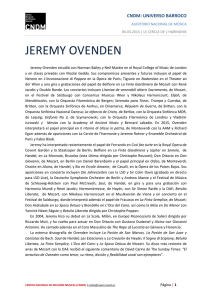 Biografía Jeremy Ovenden - Centro Nacional de Difusión Musical