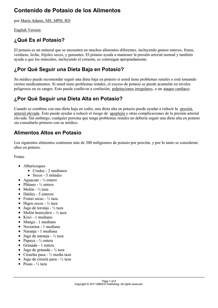 porque se baja el potasio en las personas