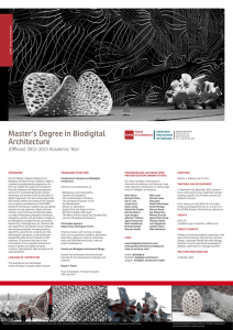 Master`s Degree in Biodigital Architecture