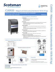 CU0920 – M áquina de hielo autocontenida de 100 lb (45 kg)
