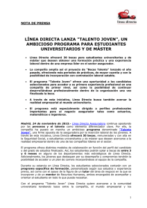LÍNEA DIRECTA LANZA "TALENTO JOVEN", UN AMBICIOSO