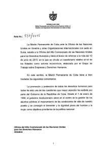 La Misión Permanente de Cuba ante la Oficina de las