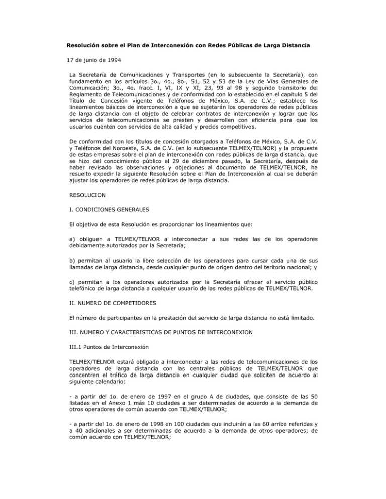 115 Resolucion Sobre El Plan De Interconexion