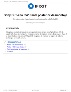 Sony SLT-alfa 65V Panel posterior desmontaje
