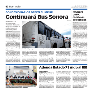 Continuará Bus Sonora