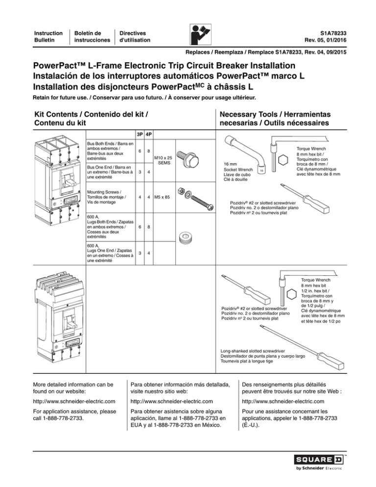 PowerPact™ L-Frame Electronic Trip Circuit