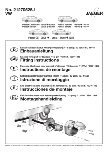 VW No. 21270525J Einbauanleitung Fitting instructions Instructions