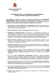 Requisitos celebración matrimonio consular entre ESPAÑOLES