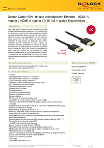Delock Cable HDMI de alta velocidad con Ethernet - HDMI