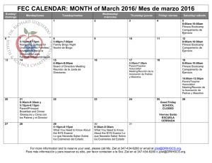 FEC CALENDAR: MONTH of March 2016/ Mes de marzo 2016