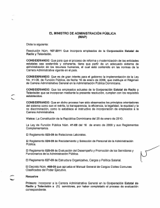 Resolucion No. 167-2011 - Ministerio de Administración Pública