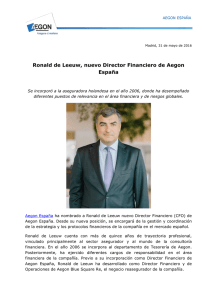 Ronald de Leeuw, nuevo Director Financiero de Aegon España
