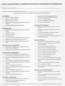 lista taylor para la identificación de problemas académicos