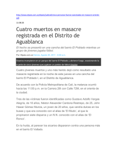 Cuatro muertos en masacre registrada en el Distrito de Aguablanca