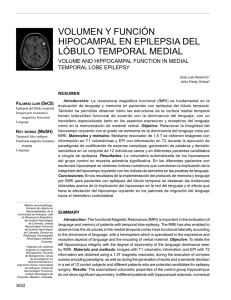 Volumen y función hipocampal en epilepsia del lóbulo temporal