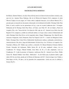 ACTA DE DEFUNCION SOLER DIAZ PAVIA DOMINGO En México