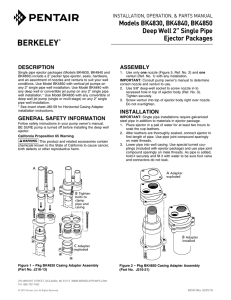 Models BK4830, BK4840, BK4850 Deep Well 2” Single Pipe Ejector