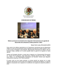 México promueve la inclusión de la migración internacional en la