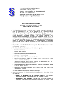 Executive Committee Meeting, Report on Proceedings, Santiago 2012