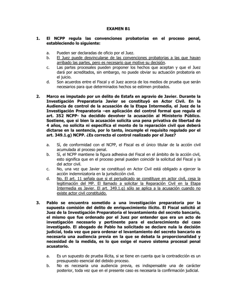 EXAMEN B1 Respuestas - Consejo Nacional De La Magistratura