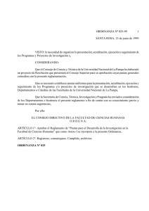 Ordenanza 025-CD-99 - UNLPam - Universidad Nacional de La